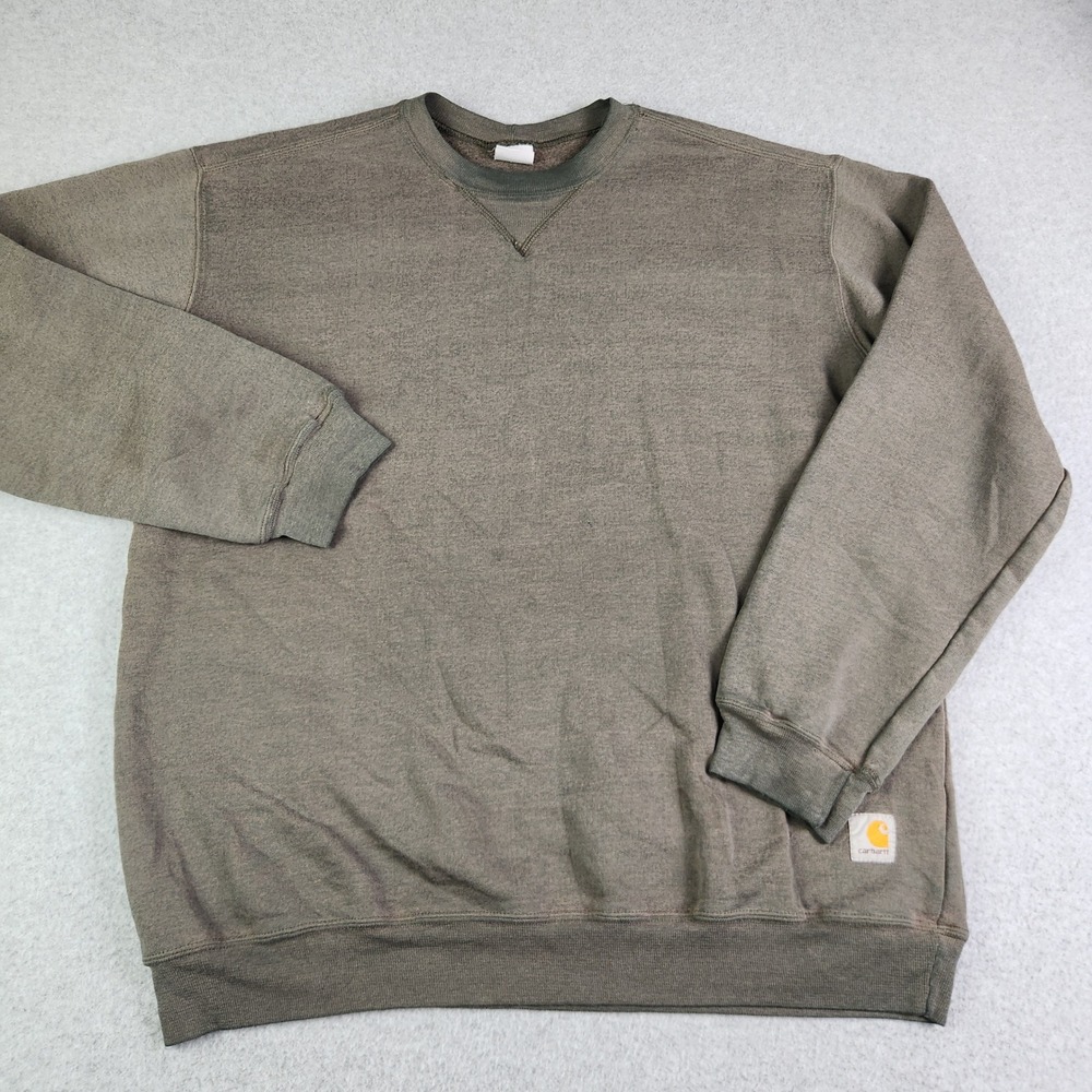 Carhartt Sweatshirt Mens‎ Medium Green Workwear V-Stitch Patch Logo Crewneck